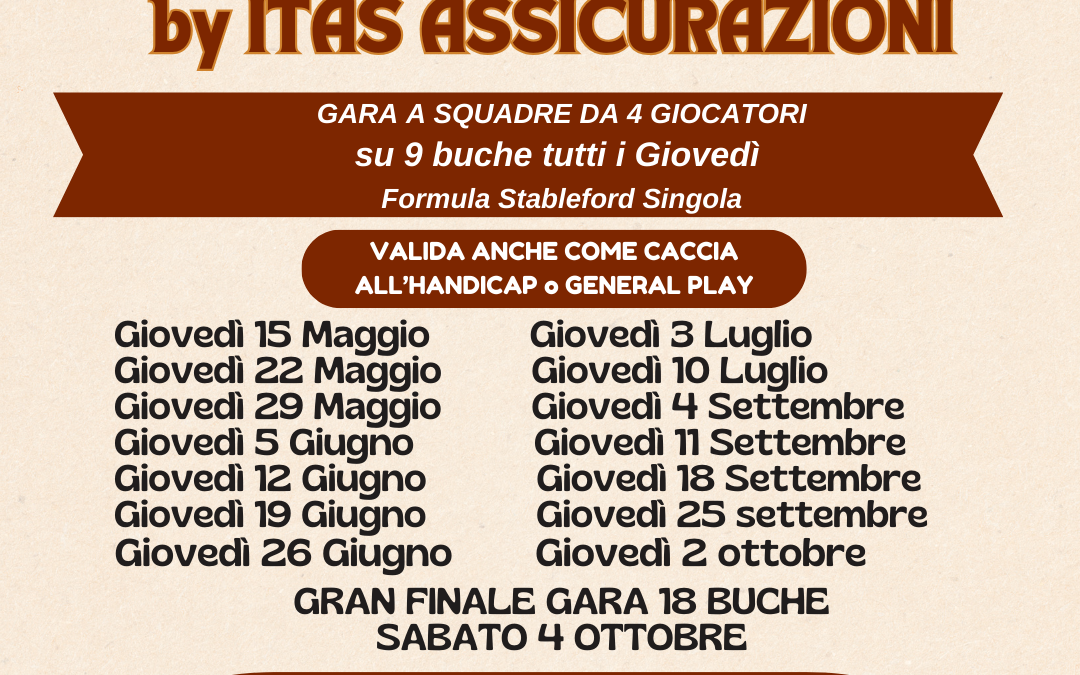 Dal 15 maggio tutti i Giovedì gara Caccia all’Handicap su 9 buche con partenze libere