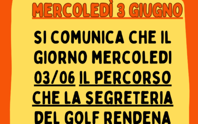 MERCOLEDI 3 GIUGNO CHIUSO